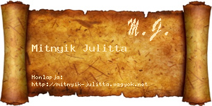 Mitnyik Julitta névjegykártya